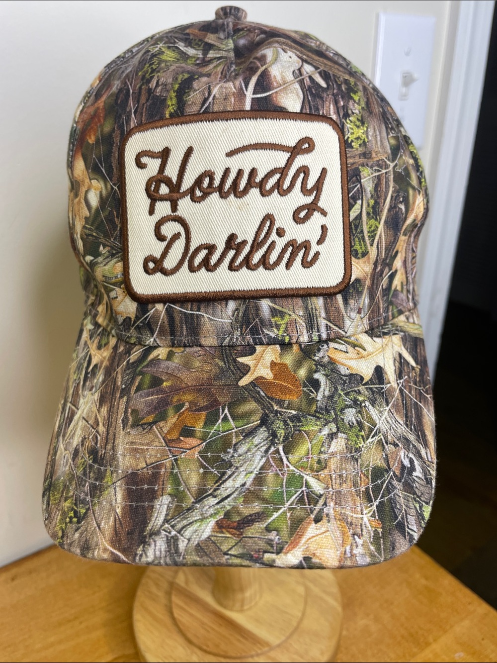 David and Young Howdy Darlin' Camo Patch Baseball Hat - Brown Green Tan